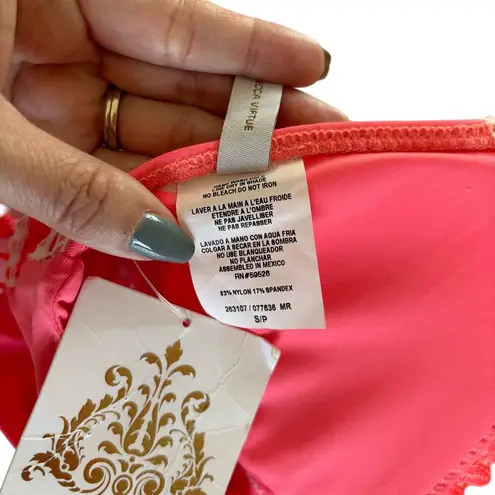 BECCA by Rebecca virtue Delilah Avery Coral Crush Pink Halter Bikini Top Small