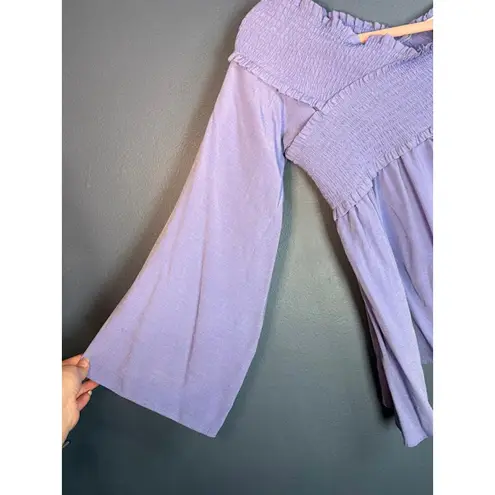 Flawless Top Women's Size Large Padme Cosplay Top Bell Sleeves Handkerchief hem Blue