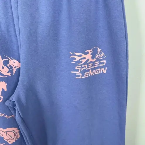 NGOrder Womens Sweatpants Purple Pink Graphic Speed Demon Racing Fleece Sz Large