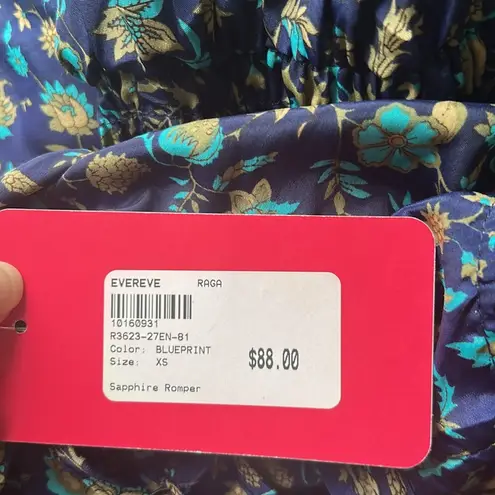 Evereve RAGA Floral Sapphire Blueprint Romper Size XS NWT