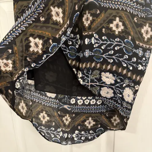 Veronica Beard 100% Silk Skirt Sz 4 Black Floral Sarong Knot Boho Office High Lo