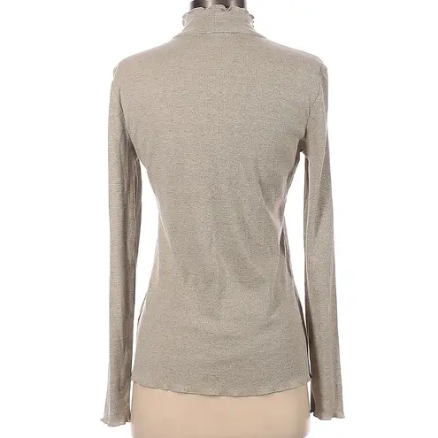 Catherine Malandrino Long Sleeve Mock Neck Pullover Knit Sweater Taupe Small