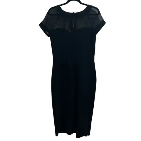 Chiara Boni NEW NWT La Petite Robe Floria Short Sleeve Illusion Midi Dress Black