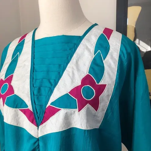 Vintage 80s Jordana Pullover Windbreaker Floral M Blue Size M