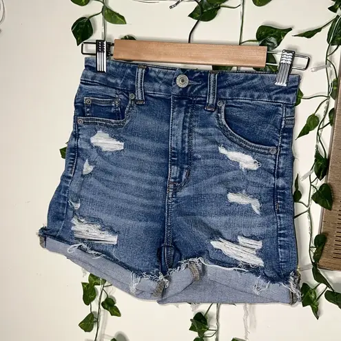 American Eagle  Curvy High Rise Shortie Denim Shorts