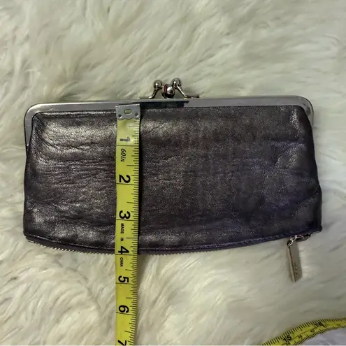 Hobo International Lauren Leather Wallet Clutch – Metallic Gunmetal Pewter Silver