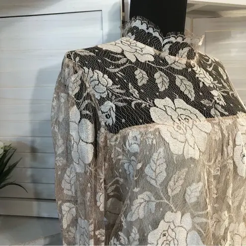 Rina Di Montella Vintage Lace Dress Pink Rhinestones Beaded Roses 12