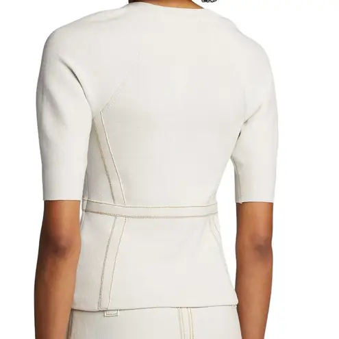 Rachel Comey Knit Top Women M Ivory Wool Blend Contrast Stitch Modern Clean Girl Size M
