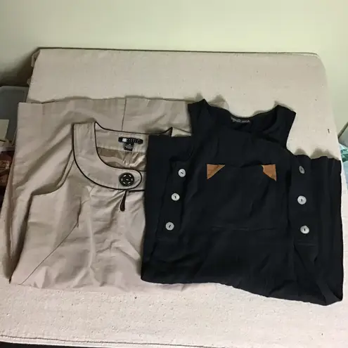 Carole Little Women Dresses Lot of 2 tan Sz10 Black(no sz tag)