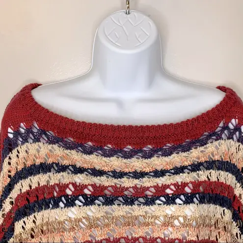 Umgee Boho Oversized Red Stripe Crochet Sweater