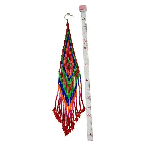 LESSisRARE Native American Indian Beaded Extra Long Fringe Tassel Earrings NEW