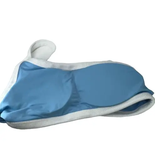 Aerie  Blue & White One Shoulder Bandeau Bikini Set Size Small