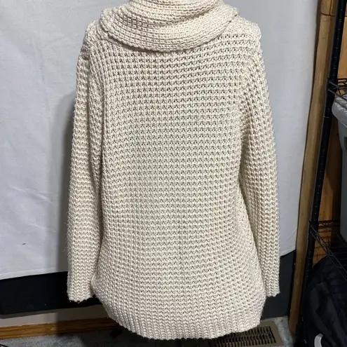 Miracle Cowl Neck Chunky Knit Sweater White Size M