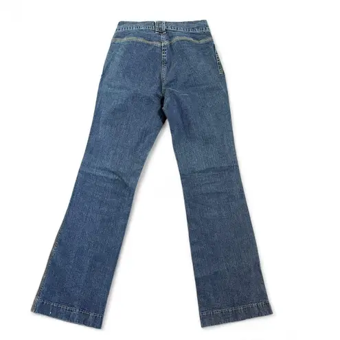 Y2K NY Jeans Size 2 Denim Flare Mid Rise Pocketless Back Jeans Wide Belt Loops
