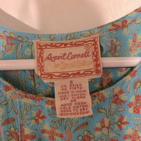 April Cornell Vintage Sleeveless Floral Dress Blue