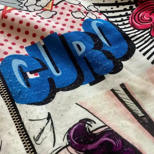 Comic Print Lightweight Bomber Jacket White Size M