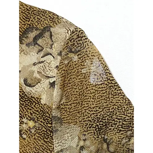 Emma James V Neck Blouse Sequins Lace Shirt Floral Brown Tan Womens S Stretch