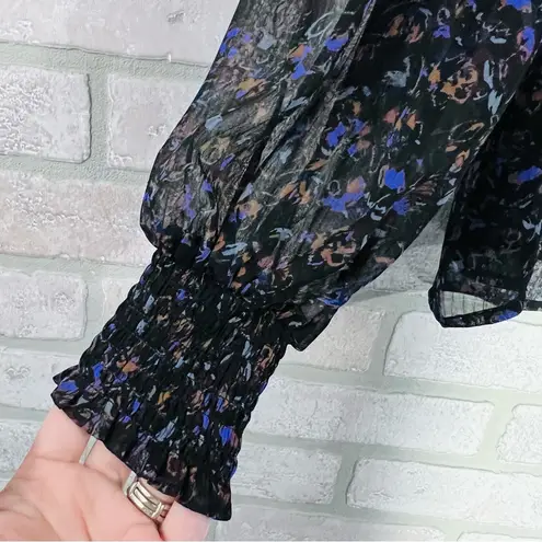 Evereve Petra Floral Print Long Sleeve Blouse in Plummulti Size XS
