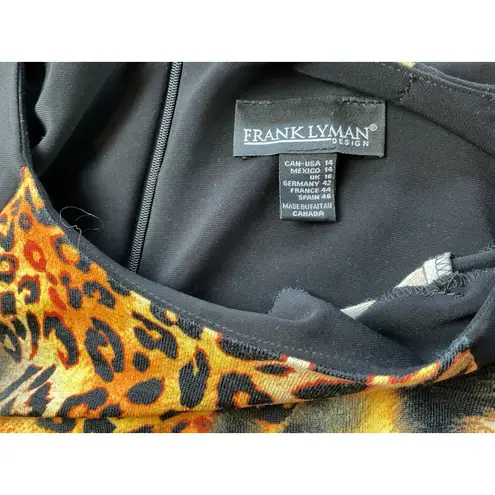 FRANK LYMAN geometric Animal Print Sheath Shift Dress 14
