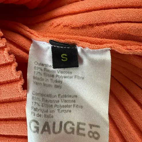 GAUGE81 Moura Plunge Top Women Small Ribbed Knit Halter Coral Viscose‎ Blend Orange
