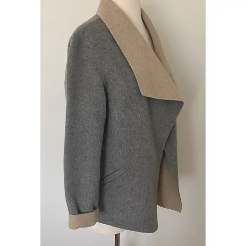 Talbots  Open Front Jacket Two Tone Wool Blend Tan Grey Coat Sz M