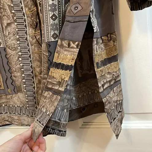 Renato Nucci Paris 100% Silk Geometric Tunic Button Down Blouse