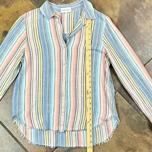 Bella Dahl Multicolored Striped Long Sleeve Button Down Shirt Large