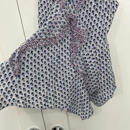 Rebecca Taylor Size 4 Silk Ditsy Tulip Ruffle Drape Camisole Tank Top