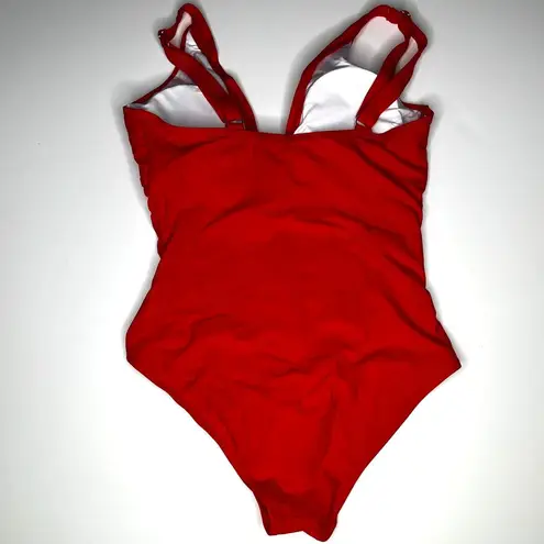 Red One Piece Deep V Swimsuit L Size L