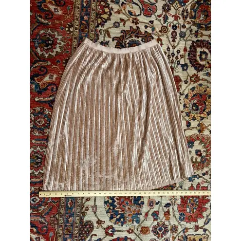 Beyond Yoga Crushed Velvet Pleated Skirt XL Champagne Gold Midi Holiday Party