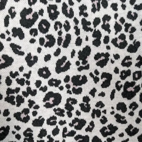 Loft  Black & White Leopard Print Mock Neck Sweater