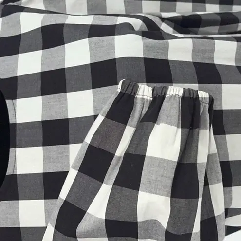 J. Crew Womens Puff Sleeve Oversized Gingham Top Black & White Size 6