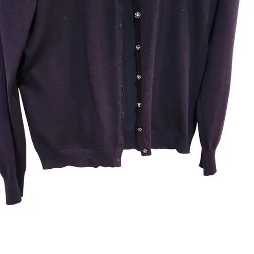 Melrose Chic Purple Long Sleeve Crew Neck Button Front Cardigan Sweater Medium