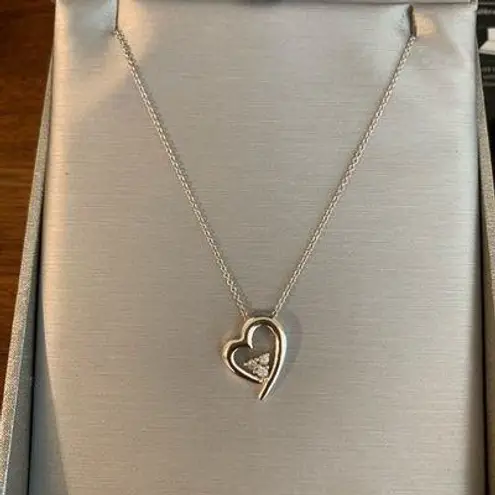 10kt White Gold Heart Diamond Charm with 14k Chain