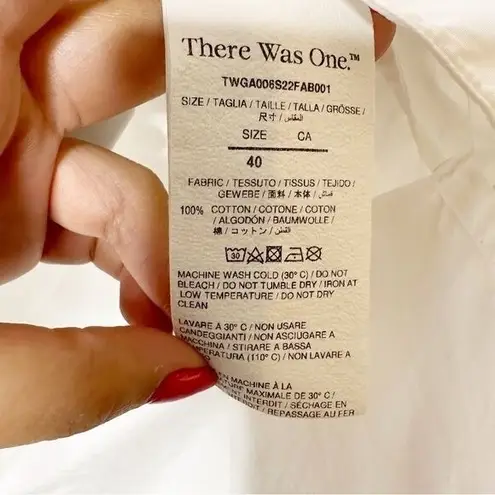 There Was One Farfetch Short Sleeve Button Down Knot Front Blouse Size 40 White - Image 3