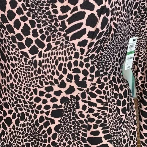 Alfani Womens Stretchy Animal Cheetah Print Sheath Dress Pink Black Large NWT