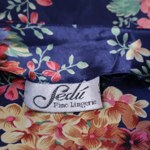 Sedu Fine Lingerie Blue Floral Slip Mini Dress Lace Fairy Whimsigoth Y2K Satin M Size M