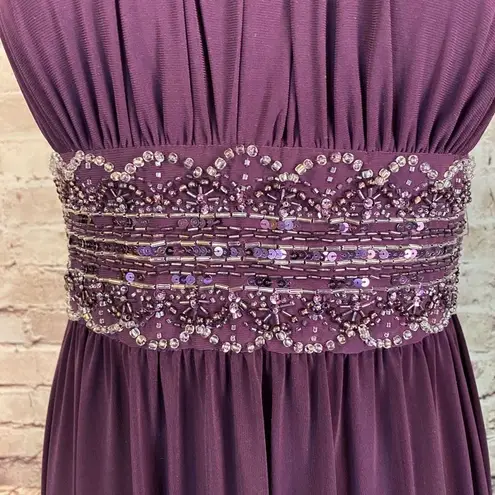 Dress Barn  Knee Length Sequin Embellished Keyhole Neck Eggplant Purple Size 10P