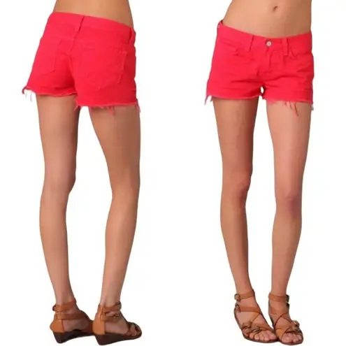 J Brand  Cut Off Shorts in Bright Red Denim Jean Short 100% Cotton Size 29