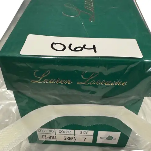 Lauren Lorraine Slides Size 7 Green Rainbow bright Glitter Sandals Women's Shoes