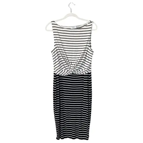 BAILEY 44 Rabbit Hole Dress White Black Striped Size XL Rib Knit Stretch