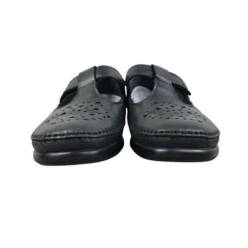 SAS Willow Leather Loafer Women Sz 9N Black Cutout Tripad Comfy Retro Made USA