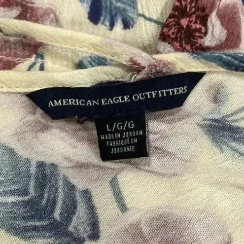 American Eagle  long sleeve floral flowy top in size large