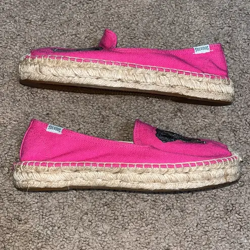 Soludos Elephant Embroidered Platform Espadrilles Pink 7.5