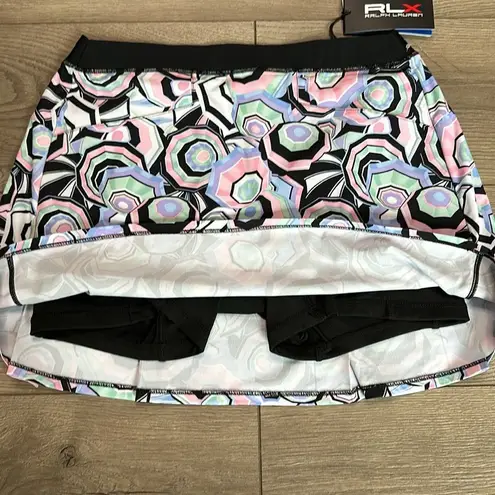 RLX Ralph Lauren 14" Pleated Multicolor Umbrella Print Golf Skirt Size Small Pink