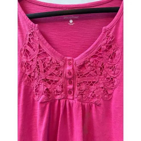 Pink Great Northwest 3/4 Sleeve Top Sz L Size L