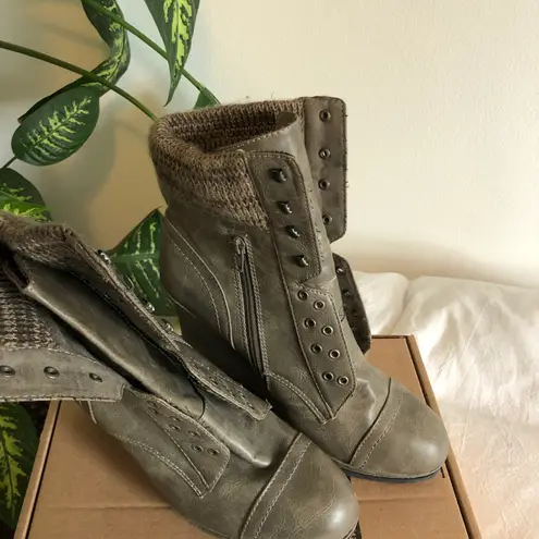 Target Grey Wedge Calf Tie Up Boots