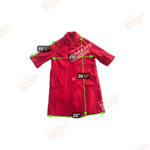 Vintage Red Wool Coat Size 10 Mod 60s Style Above Knee Length