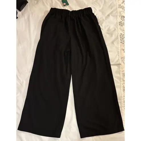 Halara NWT Flex High Waisted Side Pocket Wide Leg Waffle Work Pants Black Size L