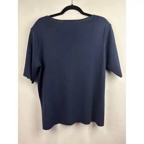 Women’s Howard Wolf Escape Size Large Navy Short Sleeve Blouse Blue